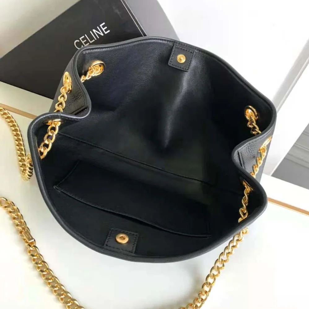 Celine Medium Newspaper Bag in Supple Calfskin for Women in Black