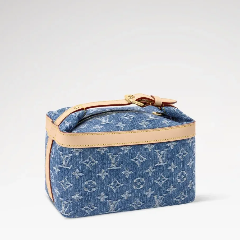 Louis Vuitton Cruiser Toiletry Top Handle Bag in Blue Denim Gold Hardware