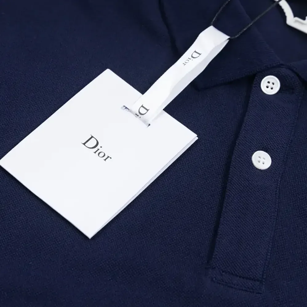 Dior CD Icon Polo Shirt Navy Blue Cotton Piqué for Men Dior CD Icon Polo Shirt Navy Blue Cotton Piqué for Men