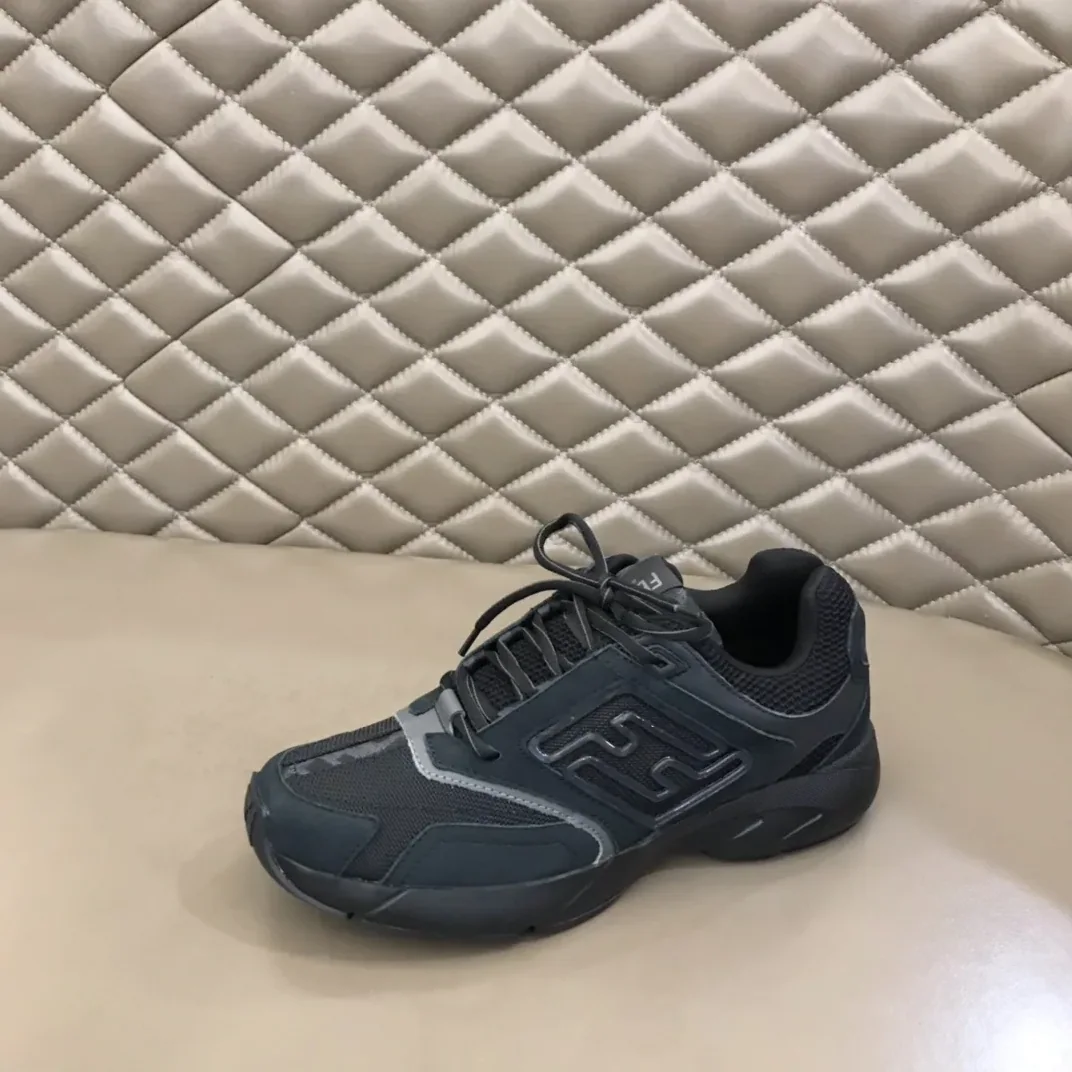 FD Fendi Faster Trainers Sneakers Black 7E1555AKX6F1ICG