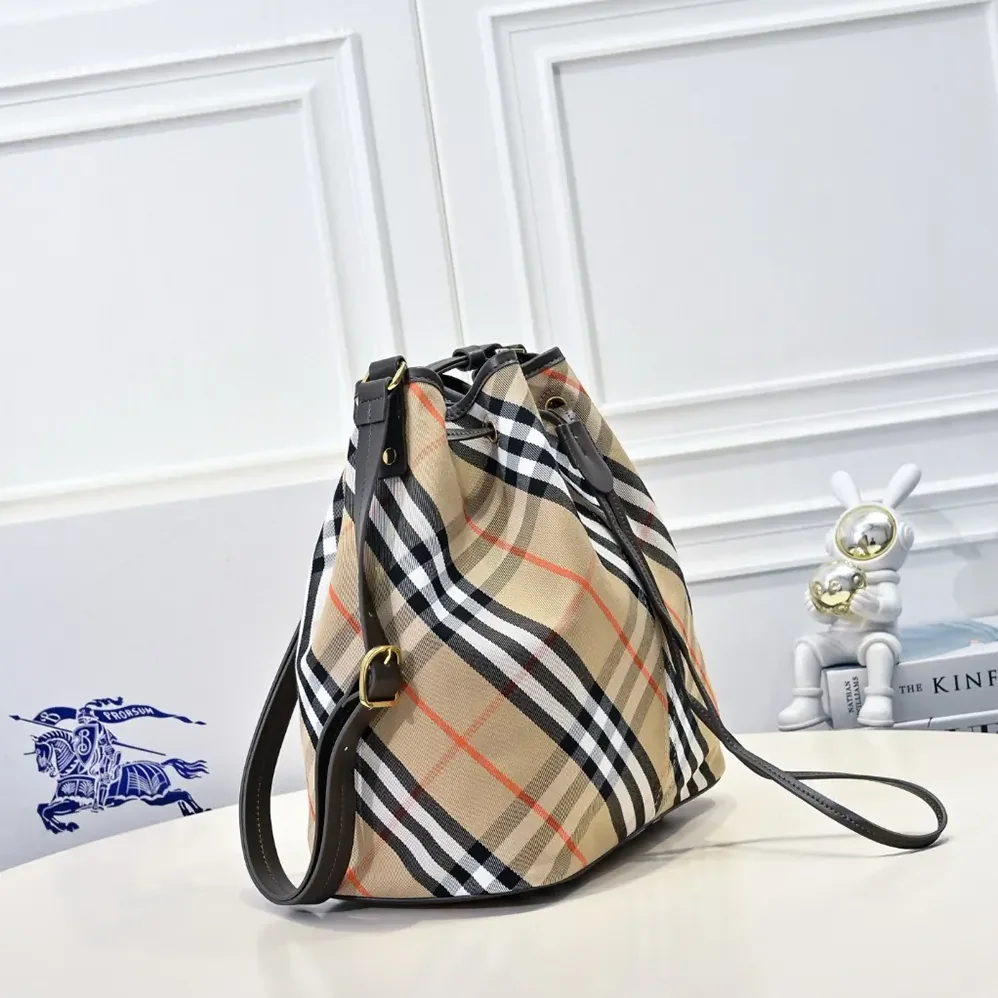 Burberry Medium Check Drawstring Pouch for Women Burberry Medium Check Drawstring Pouch for Women