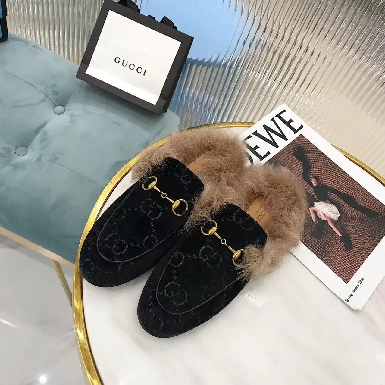 Gucci Princetown Slipper Mules By Velvet Black for Women Gucci Princetown Slipper Mules By Velvet Black for Women