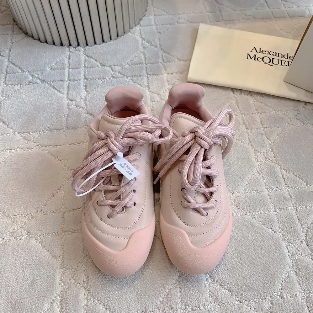 Alexander Mcqueen Crackled Leather Flexion Sneaker in Pink for Unisex