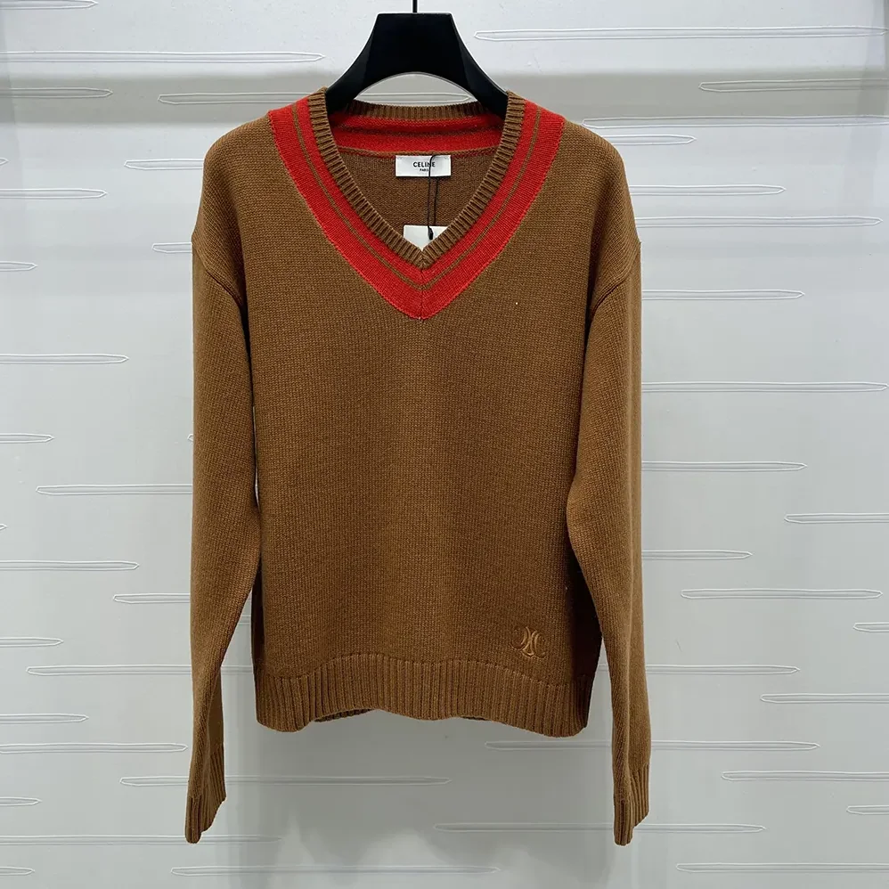 Celine V-Neck Sweater in Cashmere for Men in Brown