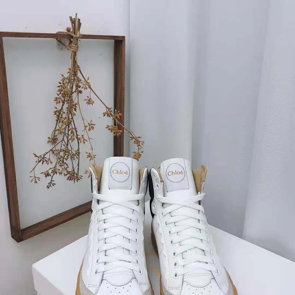 Chloe Franckie High-Top Sneaker in Smooth Calfskin for Women in Black