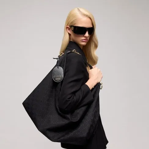 Gucci Brera Large Crossbody Bag / Grey/ Black Gold Hardware A00B49 AAHHD 1094