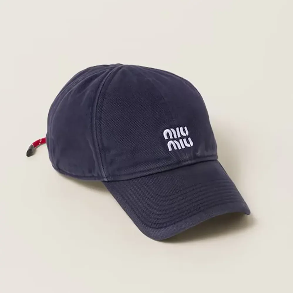 Miu Miu Denim Baseball Cap for Women in Blue/Red