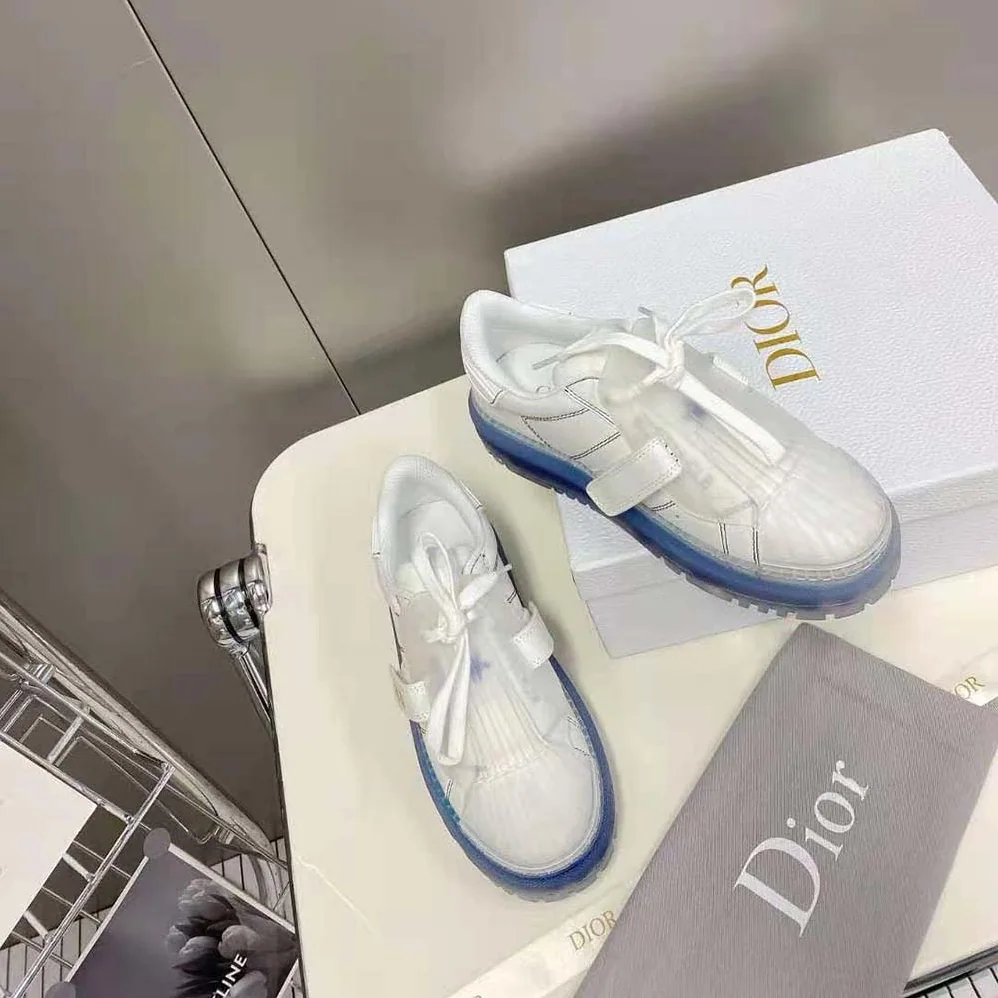 Dior Dior-Id Sneaker White Calfskin and Deep Blue Transparent Rubber for Women