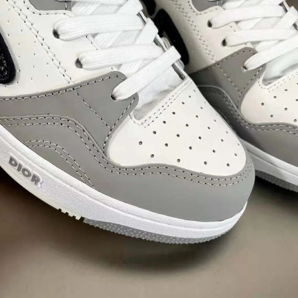 Dior B57 Mid-Top Sneaker Gray and White Smooth Calfskin for Men Dior B57 Mid-Top Sneaker Gray and White Smooth Calfskin for Men