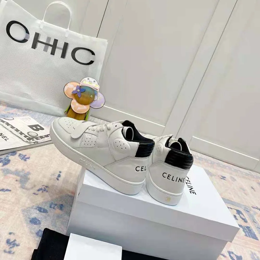 Celine CT-02 Mid Sneaker with Scratch in Calfskin for Women in Black Celine CT-02 Mid Sneaker with Scratch in Calfskin for Women in Black