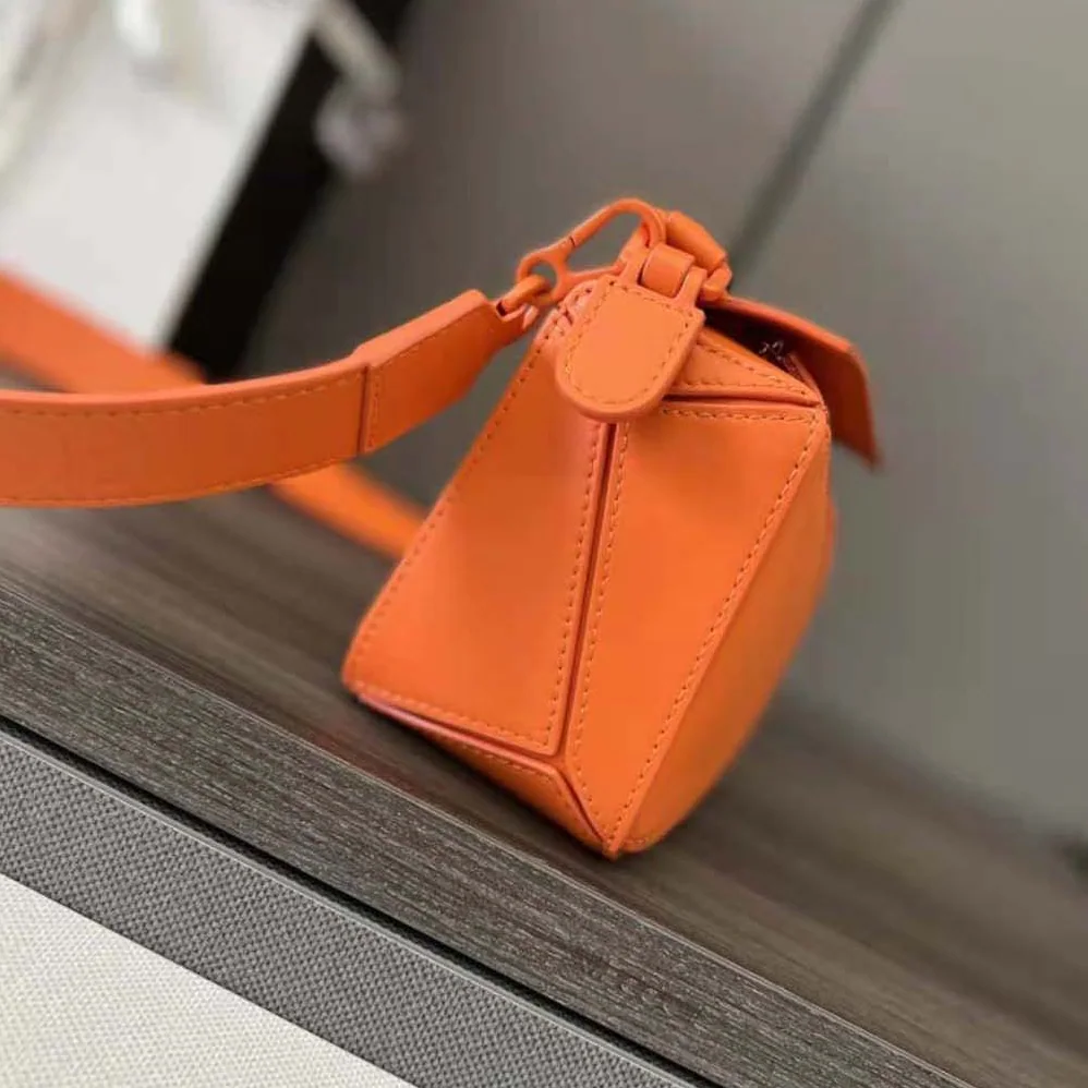 Loewe Mini Puzzle Bag in Satin Calfskin for Women in Orange Loewe Mini Puzzle Bag in Satin Calfskin for Women in Orange