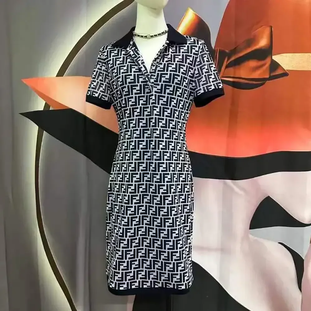 Fendi Navy Blue FF Cotton Dress for Women