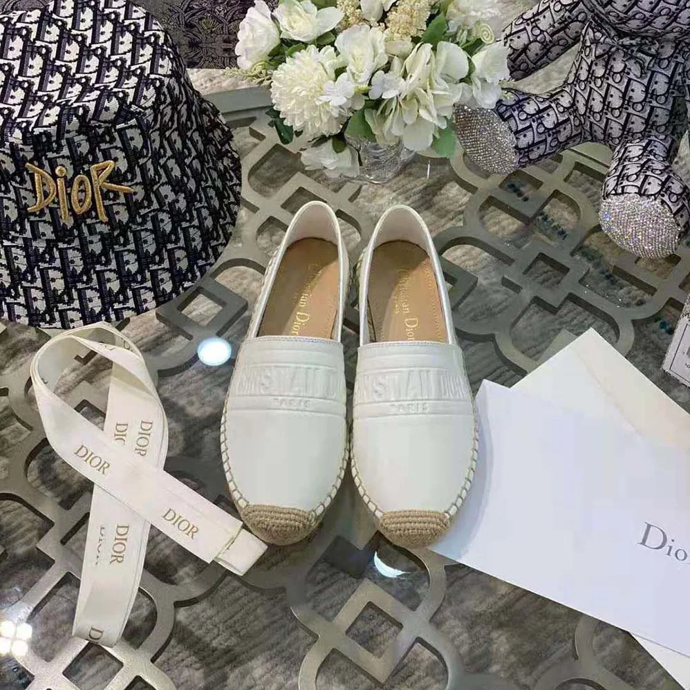 Dior Dior Granville Espadrille White Embossed Lambskin for Women Dior Dior Granville Espadrille White Embossed Lambskin for Women