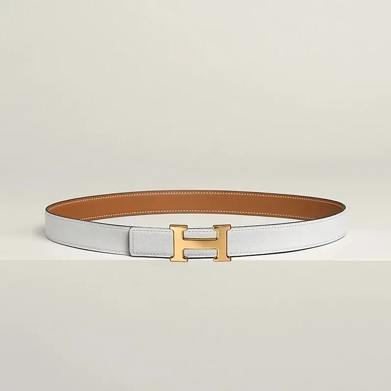 Hermes Mini H Reversible Belt Brown in Blanc Hermes Mini H Reversible Belt Brown in Blanc