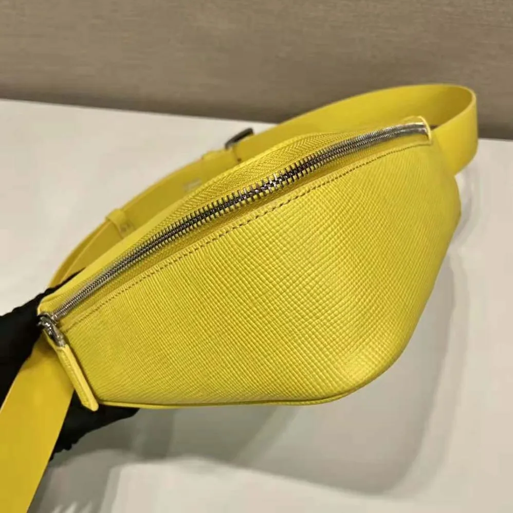 Prada Saffiano Leather Belt Bag for Unisex in Yellow Prada Saffiano Leather Belt Bag for Unisex in Yellow