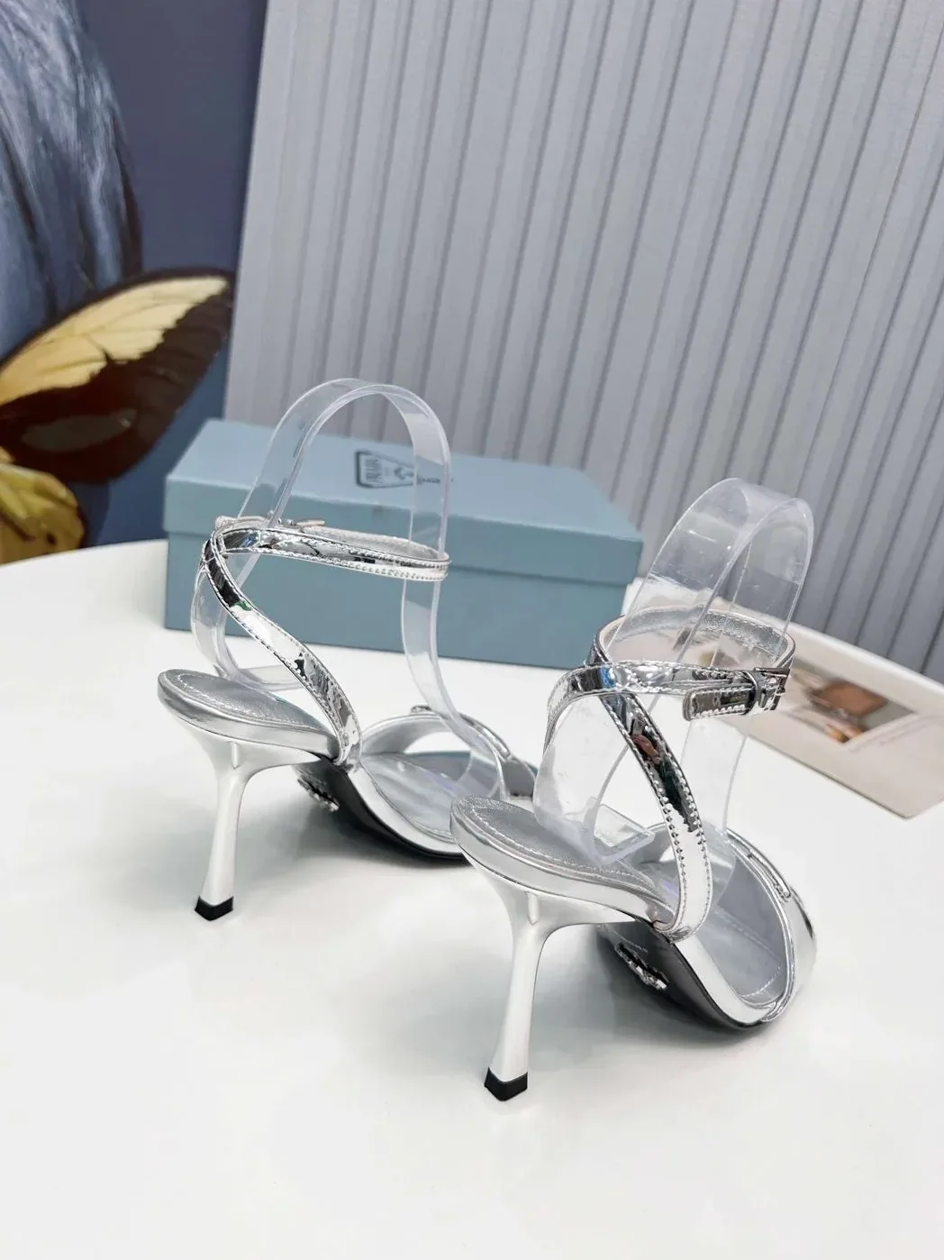 Prada Square Toe Pointed Pumps Silver Prada Square Toe Pointed Pumps Silver