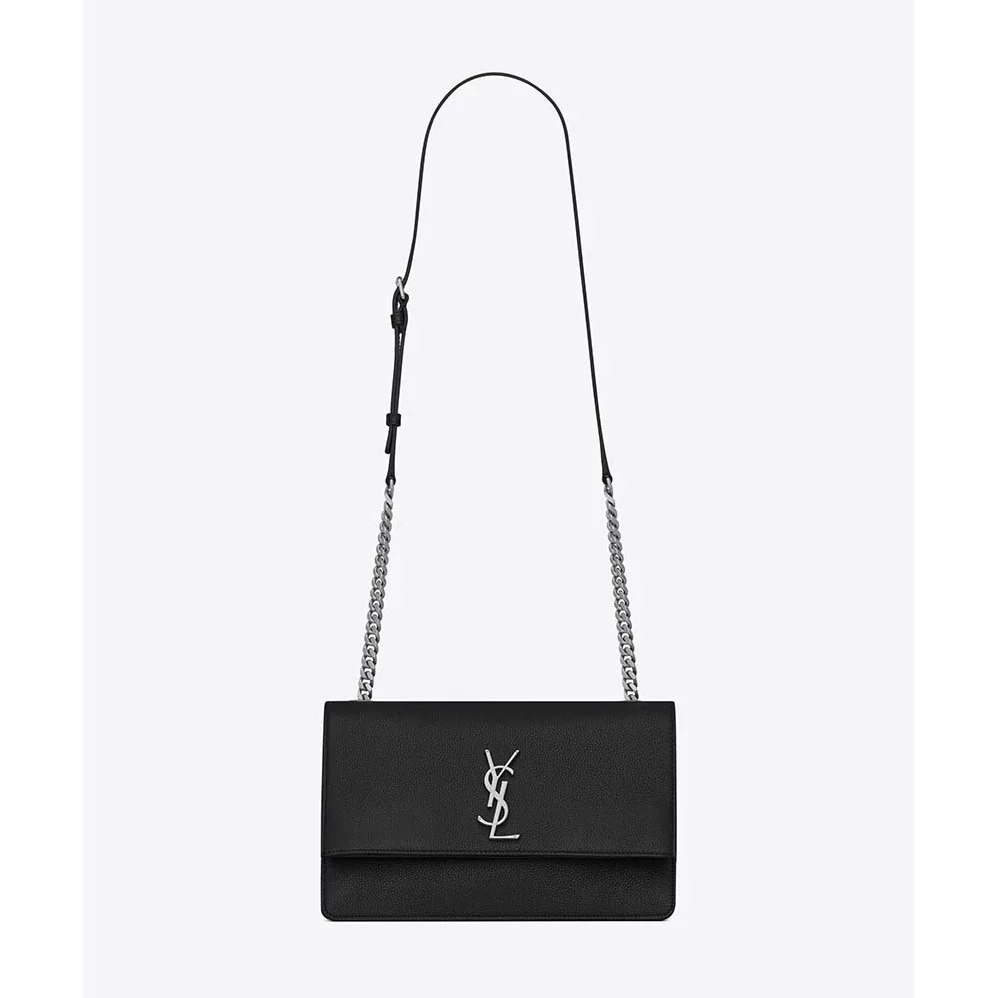 Saint Laurent YSL Sunset Medium in Grained Leather for Women in Black Saint Laurent YSL Sunset Medium in Grained Leather for Women in Black