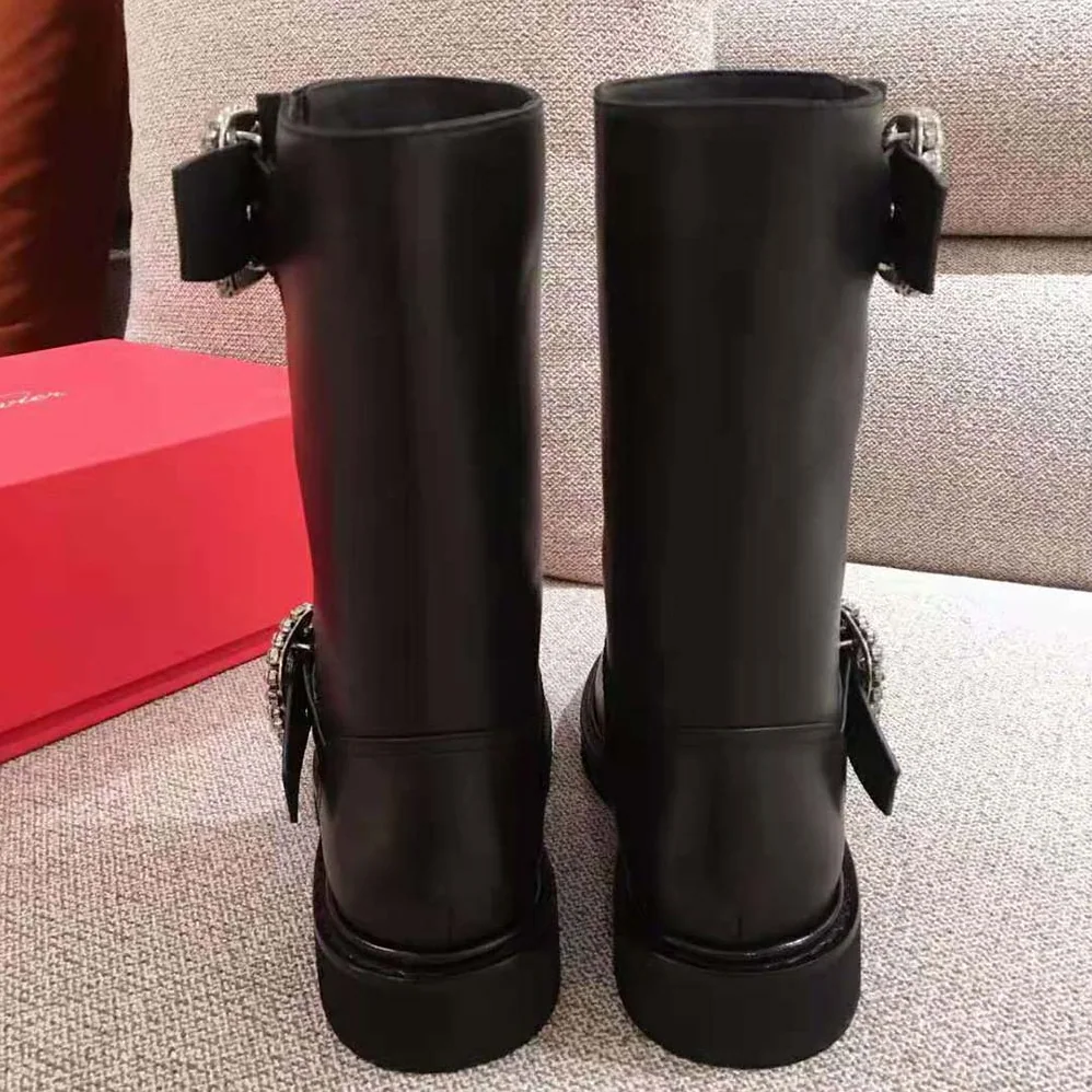 Roger Vivier Viv' Biker Boots in 2.5cm Heel for Women in Black