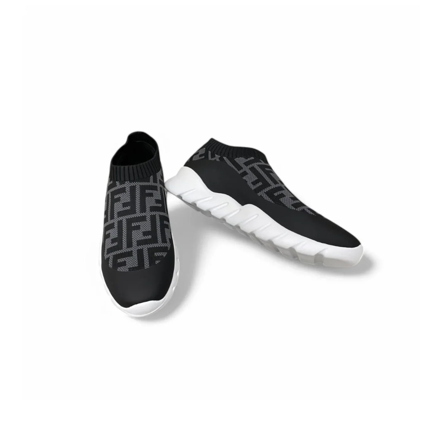 Fendi FD Slip-On Sneakers Black And Grey Fendi FD Slip-On Sneakers Black And Grey