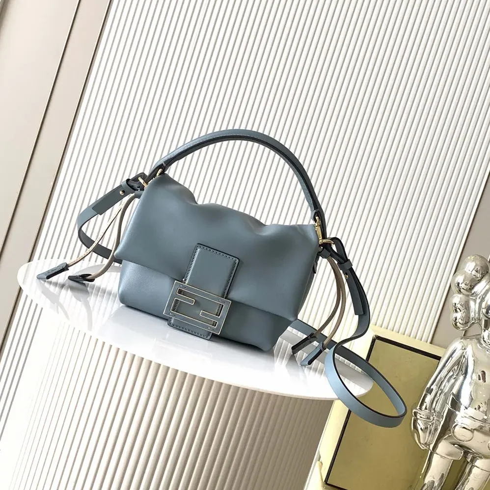 Fendi Mamma Baguette Small Mercury Blue Nappa Leather Mini for Women in bag Fendi Mamma Baguette Small Mercury Blue Nappa Leather Mini for Women in bag