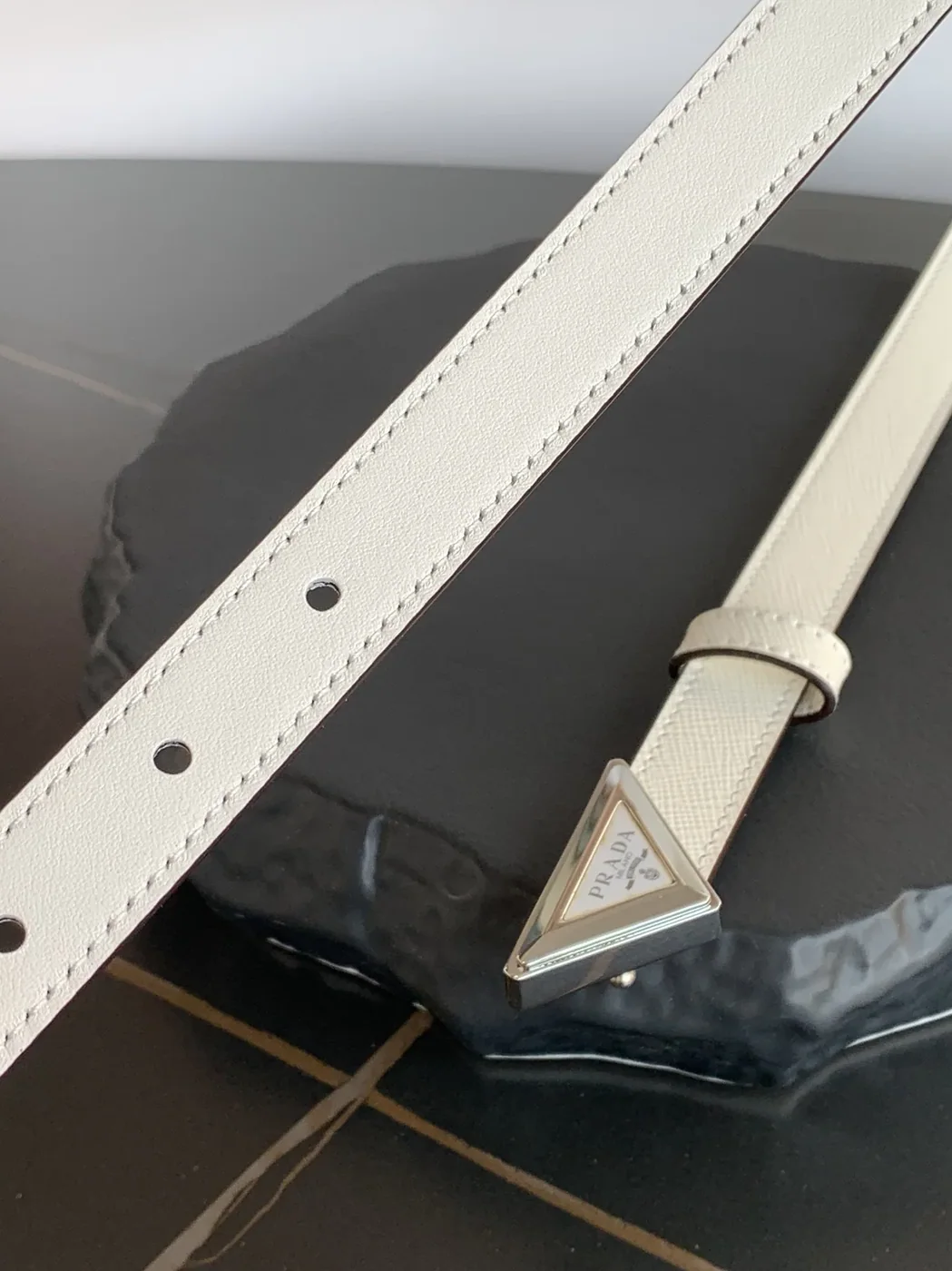 Prada Saffiano Belt White