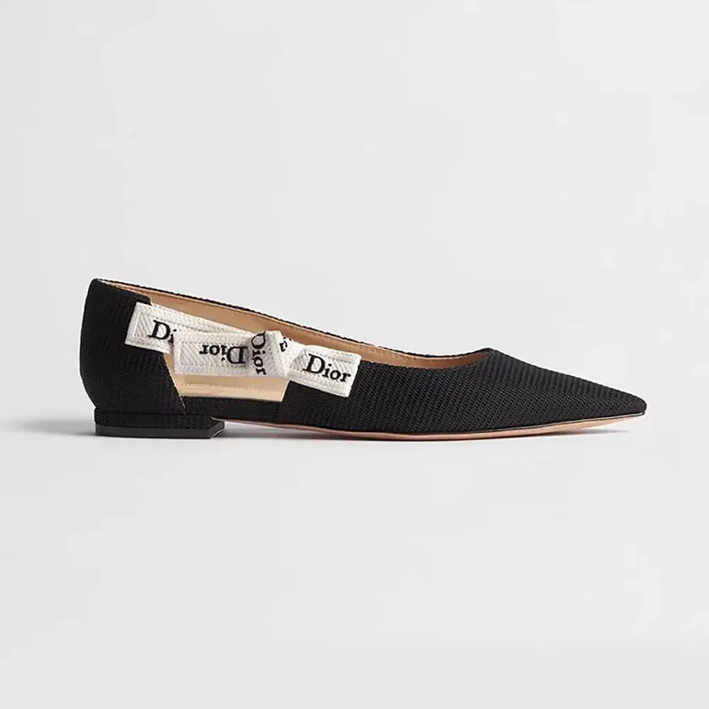 Dior J'Adior Ballet Flat Black Technical Fabric for Women