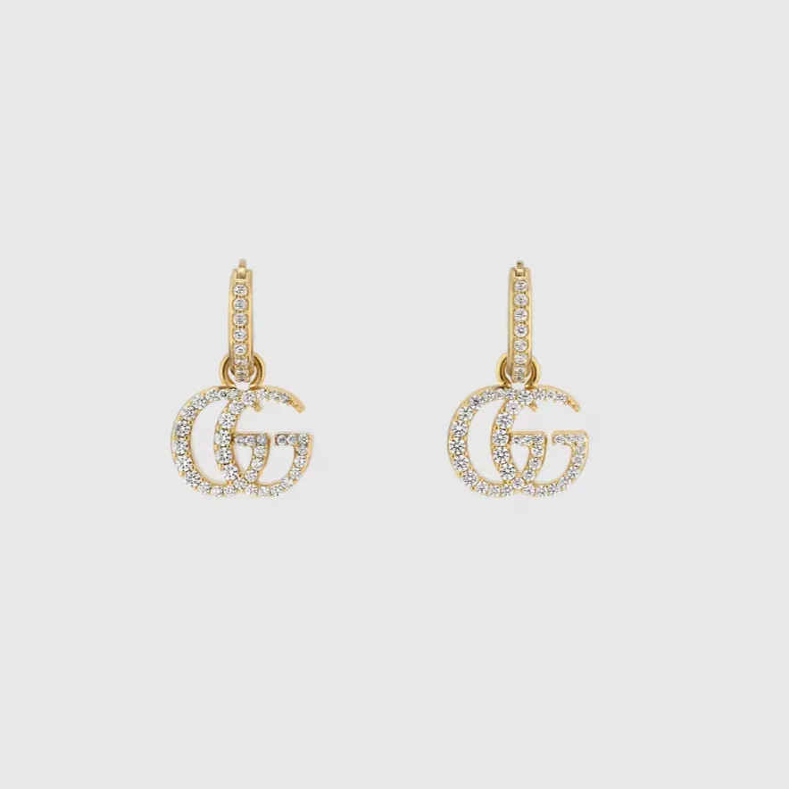 Gucci Marmont Crystal Earrings Gold Hardware