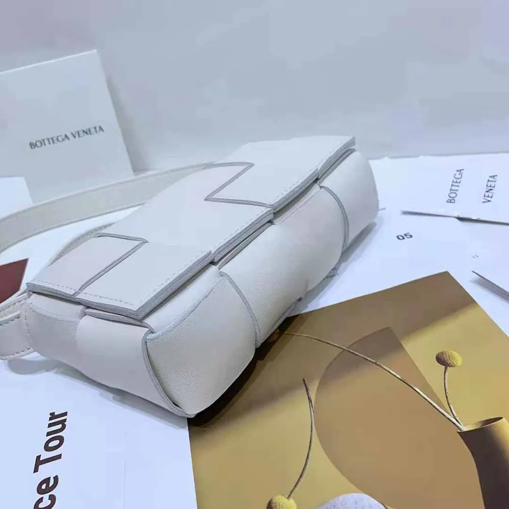 Bottega Veneta Belt Cassette Mini Intreccio Leather Belt Bag for Women in White