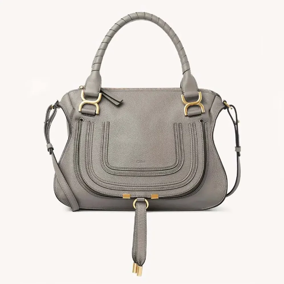 Chloe Marcie Bag in Grained Leather for Women in Grey