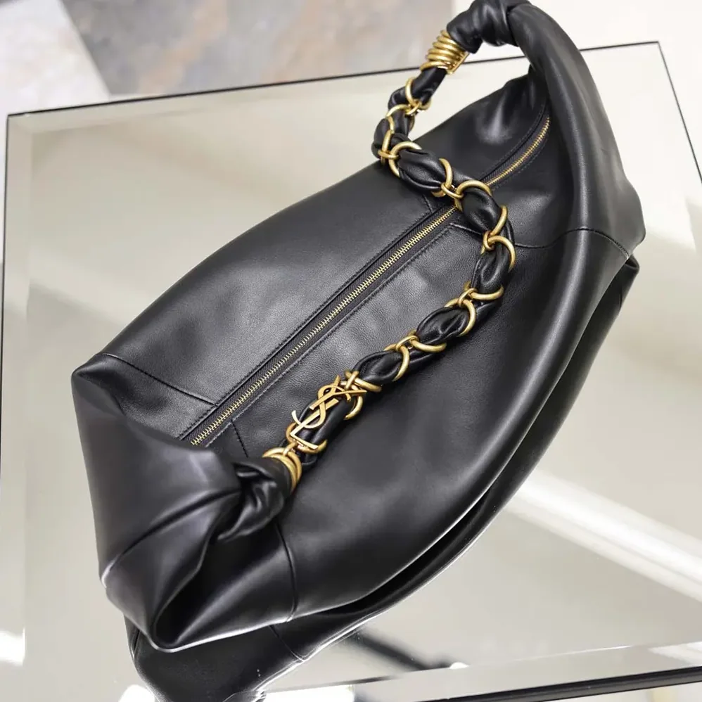 Saint Laurent YSL Amalia Small Hobo In Lambskin for Women in Black