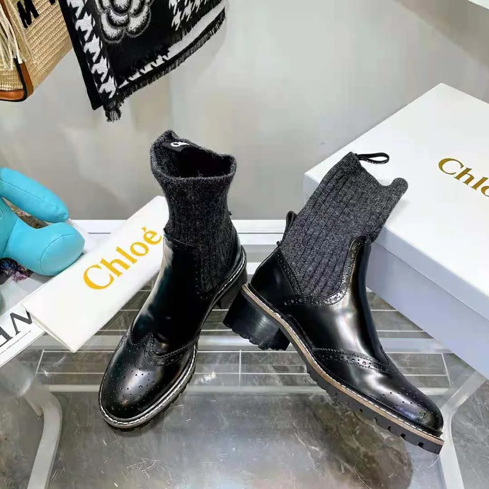 Chloe Franne Sock Ankle Boot in Matte Calfskin for Women Chloe Franne Sock Ankle Boot in Matte Calfskin for Women