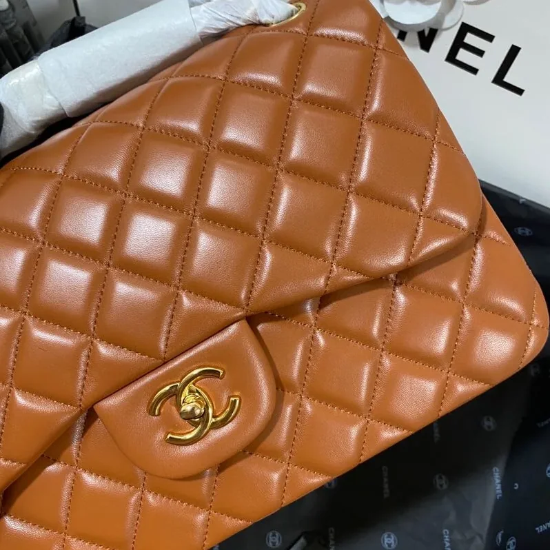Chanel Classic Double Flap Bag Large Crossbody in Brown Gold Hardware Chanel Classic Double Flap Bag Large Crossbody in Brown Gold Hardware