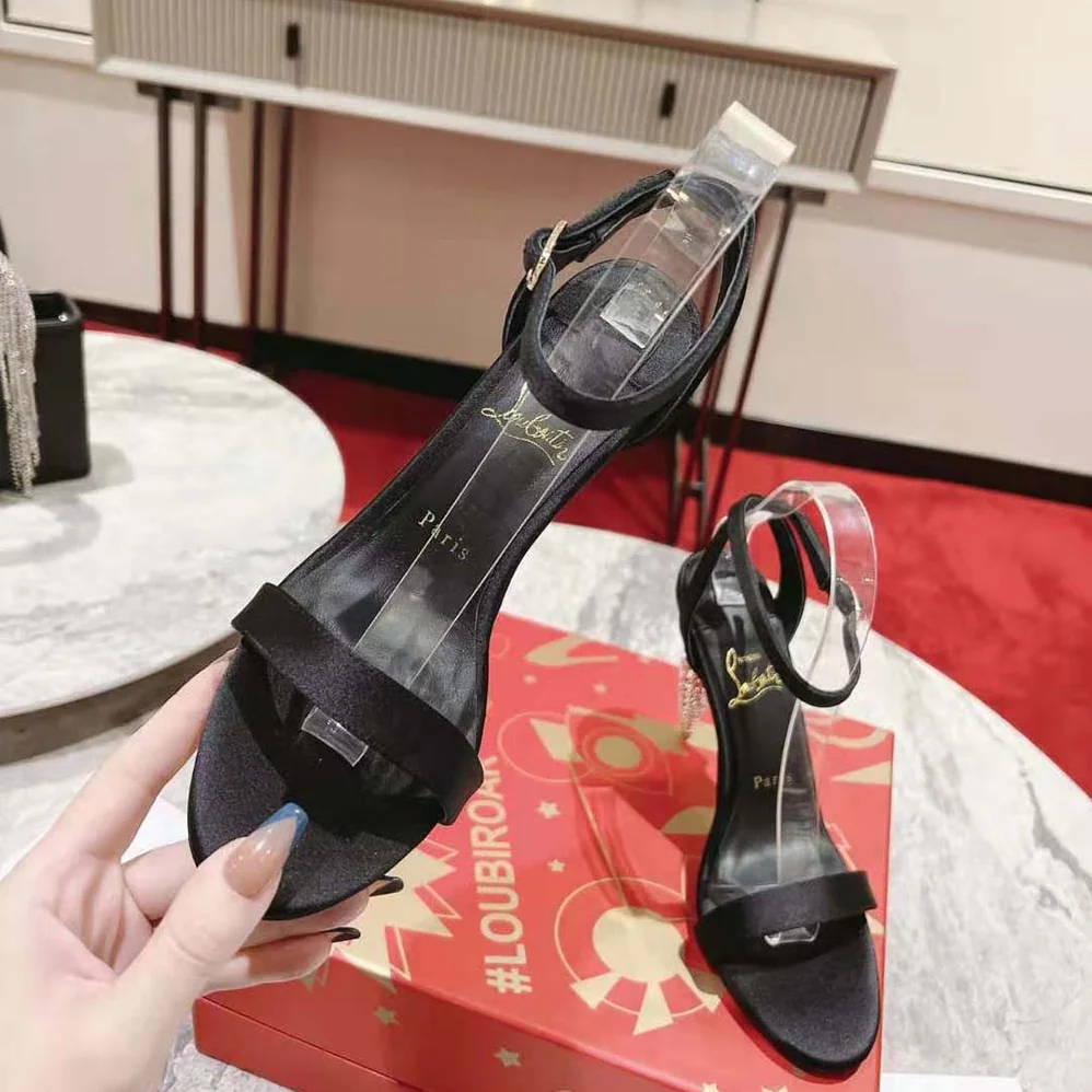 Christian Louboutin Lipstrass Queen 100 mm Heel Height for Women in Black Christian Louboutin Lipstrass Queen 100 mm Heel Height for Women in Black