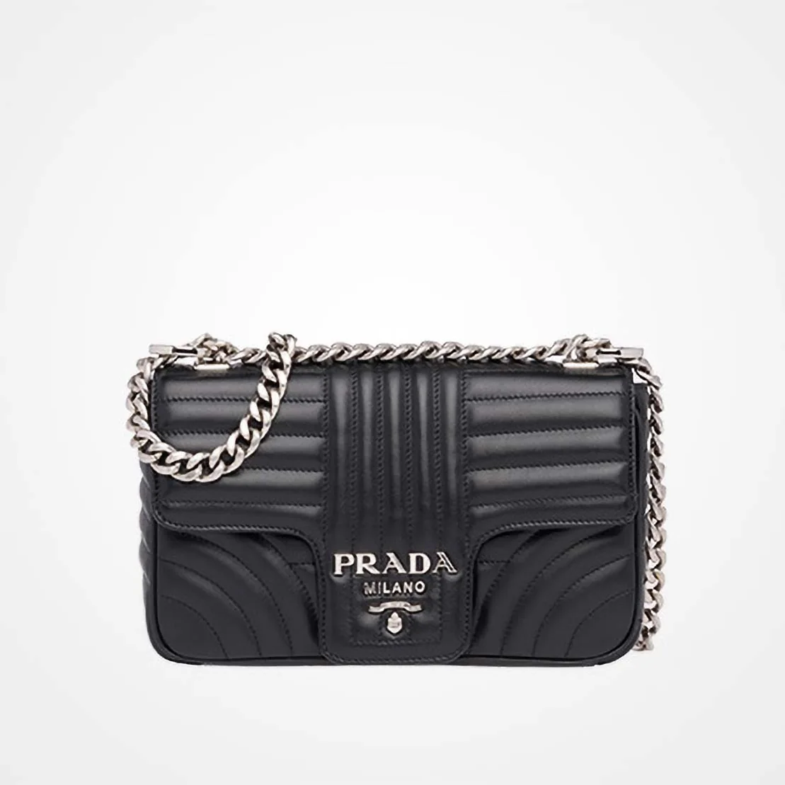 Prada Diagramme Small Leather Shoulder Bag in Black Prada Diagramme Small Leather Shoulder Bag in Black