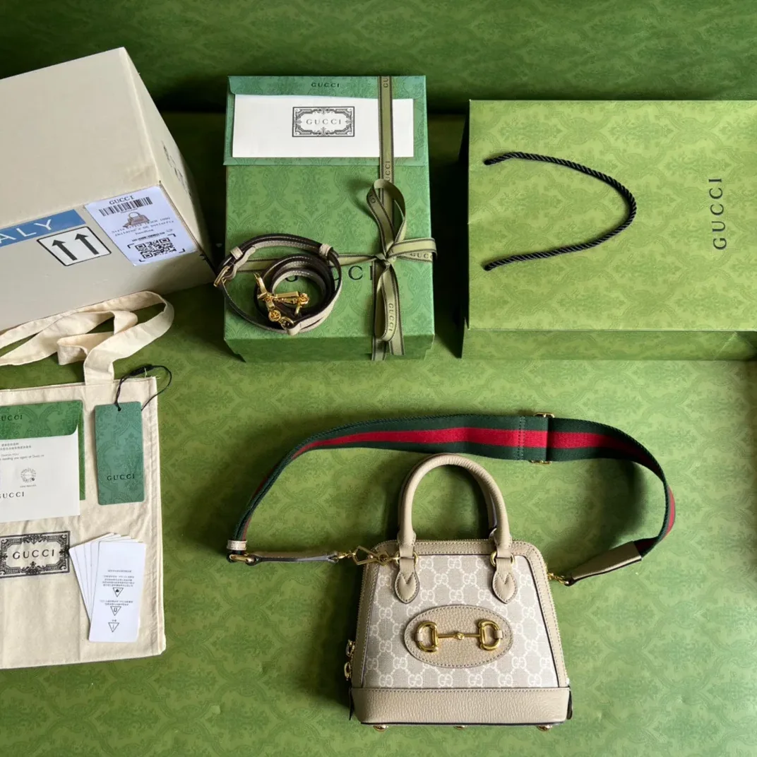 Gucci Horsebit 1955 GG Mini Bag Beige