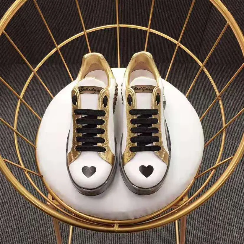 Dolce Gabbana D&G Shoes Portofino Melt Sneakers in Printed Nappa Leather for Women in Gold Dolce Gabbana D&G Shoes Portofino Melt Sneakers in Printed Nappa Leather for Women in Gold