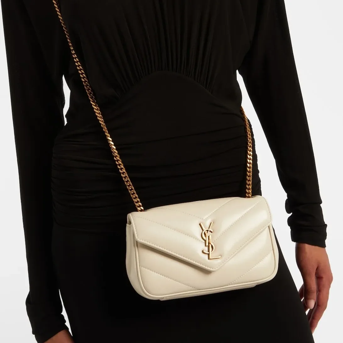 Saint Laurent Loulou Mini Shoulder Bag in White Gold Hardware Saint Laurent Loulou Mini Shoulder Bag in White Gold Hardware