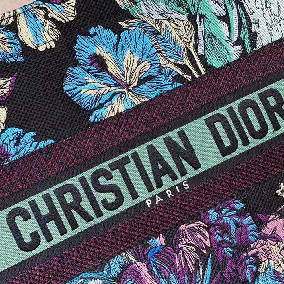 Dior Medium Dior Book Tote Blue Multicolor Toile de Jouy Voyage Embroidery for Women