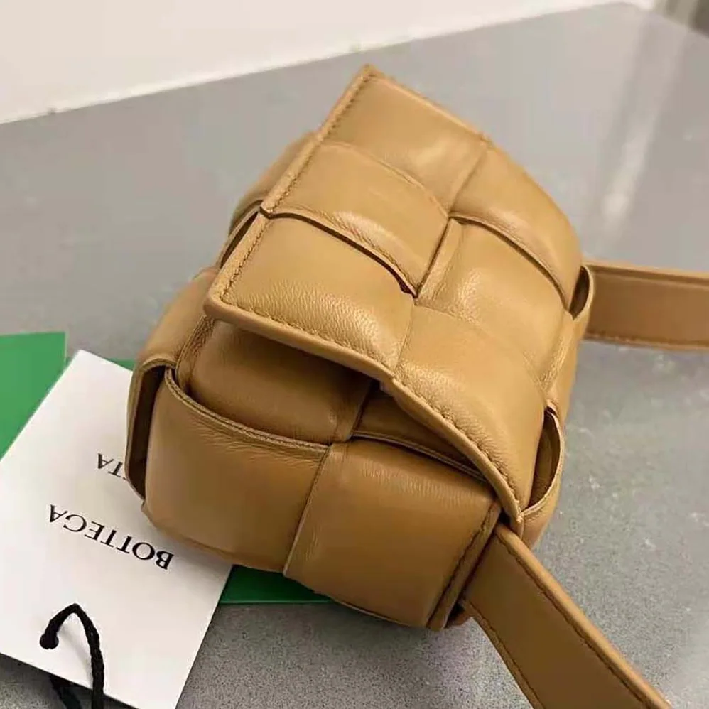 Bottega Veneta Candy Padded Cassette Mini Padded Intreccio Leather Cross-Body Bag for Women in Brown
