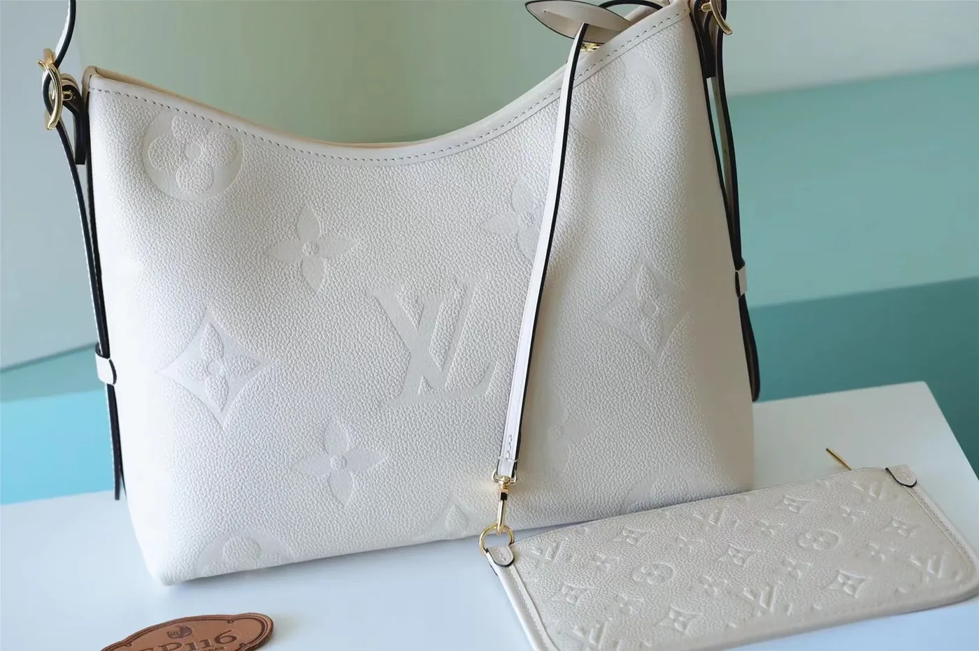 Louis Vuitton CarryAll PM Shoulder Bag in White Gold Hardware