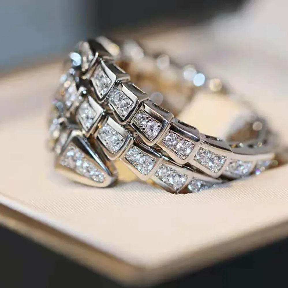 Bvlgari Serpenti Viper Two-coil 18 KT White Gold Ring for Women