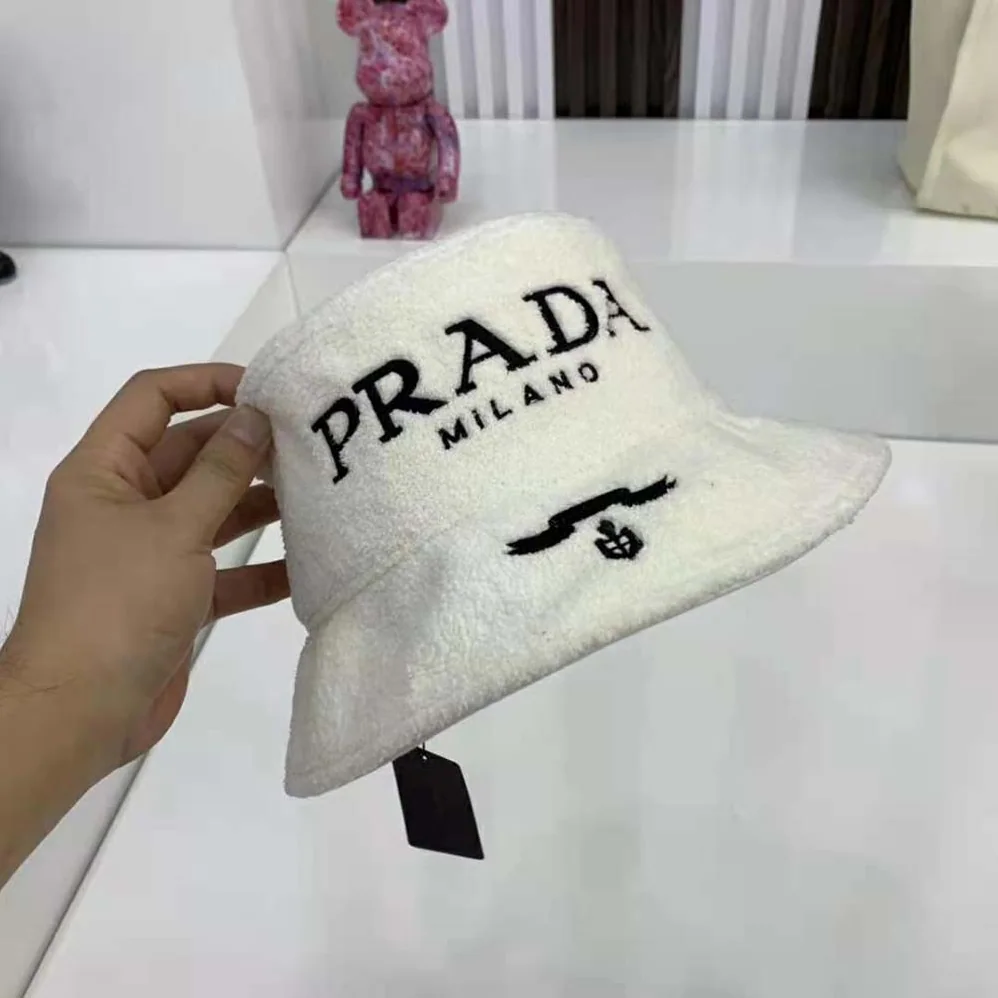 Prada Terrycloth Bucket Hat for Women in White Prada Terrycloth Bucket Hat for Women in White