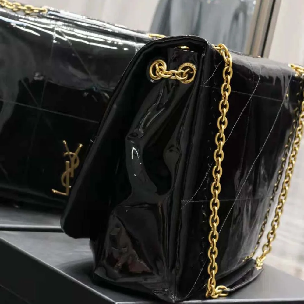 Saint Laurent YSL Jamie 4.3 in Patent Effect Fabric for Women in Black