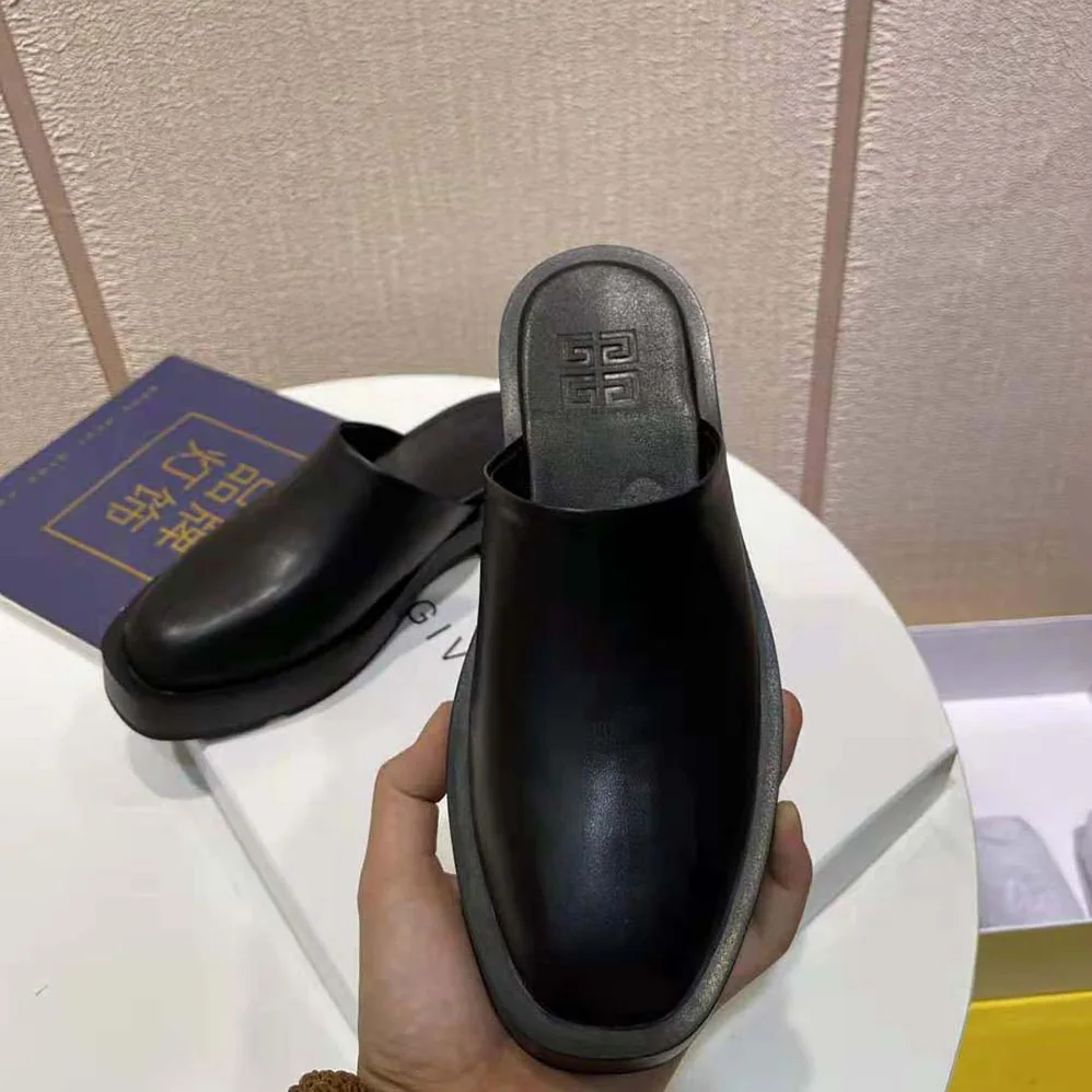 Givenchy Squared Open Loafers in Box Leather for Women in Black