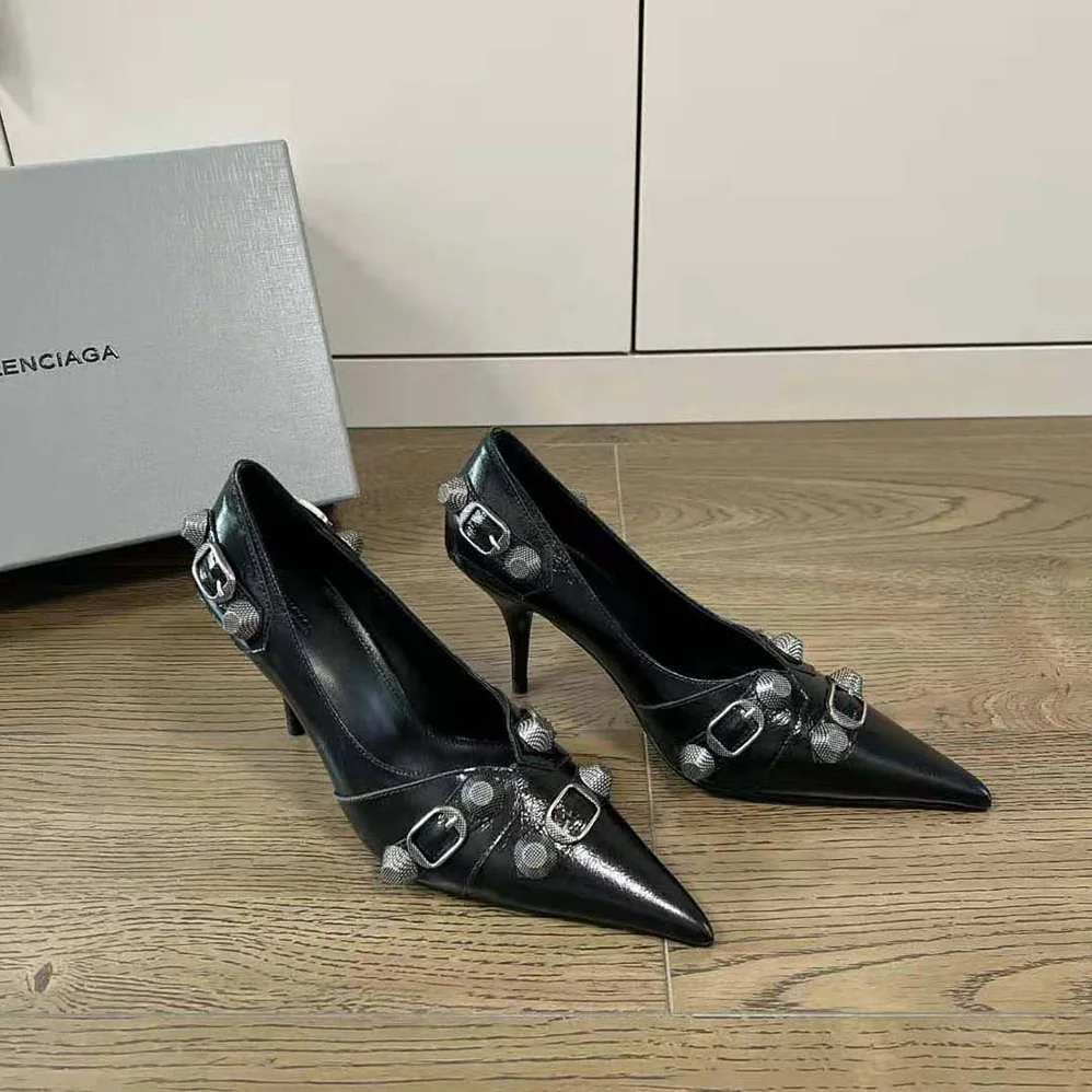 Balenciaga Cagole 90mm Pump in Black Arena Lambskin for Women Balenciaga Cagole 90mm Pump in Black Arena Lambskin for Women