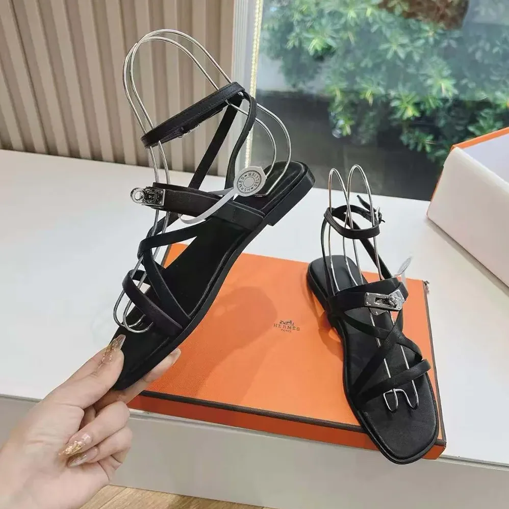 Hermes June Sandal in Calfskin-Black H242104Zv02360 for Women Hermes June Sandal in Calfskin-Black H242104Zv02360 for Women