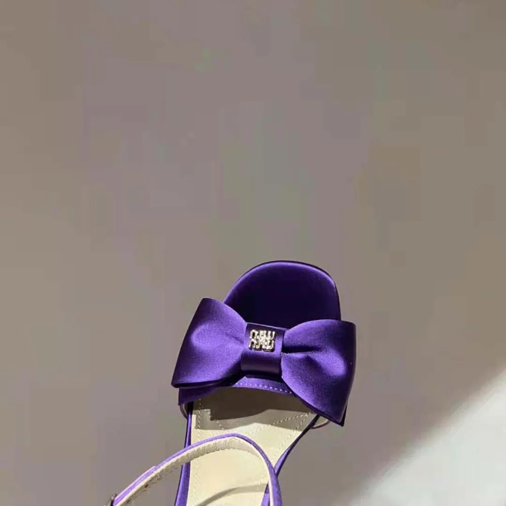 Miu Miu Satin Platform Sandals 135 mm Heel Height for Women in Purple