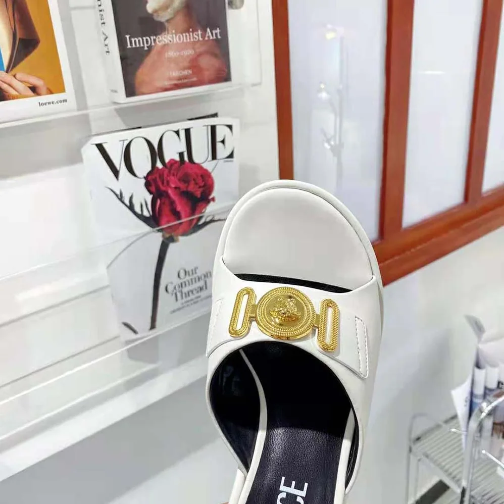 Versace Medusa Biggie Mules in 85mm Heel Height for Women in White