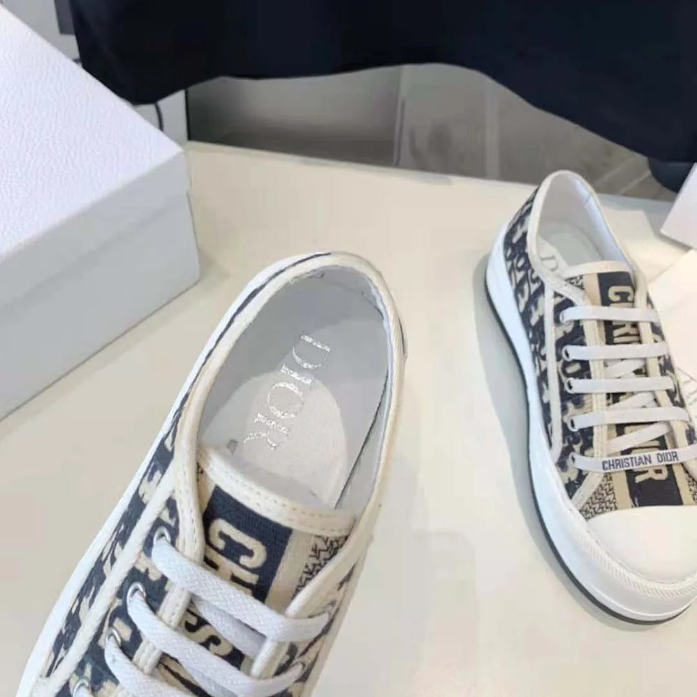 Dior Walk'n'dior Platform Sneaker Deep Blue Dior Oblique Embroidered Cotton for Women