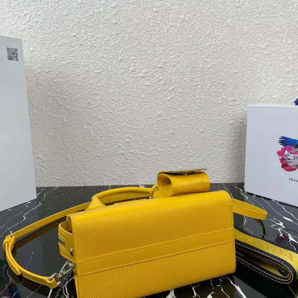 Prada Saffiano Leather Prada Monochrome Bag for Women in Yellow